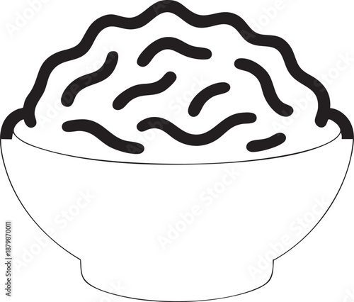 Black Vector Sauerkraut Bowl Icon  German Food Silhouette Illustration