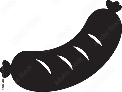 Black Vector German Bratwurst Icon  Minimalist Sausage Silhouette Illustration