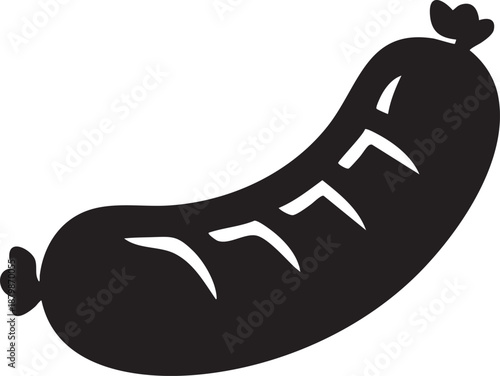 Black Vector German Bratwurst Icon  Minimalist Sausage Silhouette Illustration