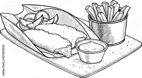 Fish and Chips Flat Vector Illustration – Traditional British Food Icon