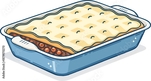 Shepherd’s Pie Flat Vector Illustration – Traditional British Comfort Food