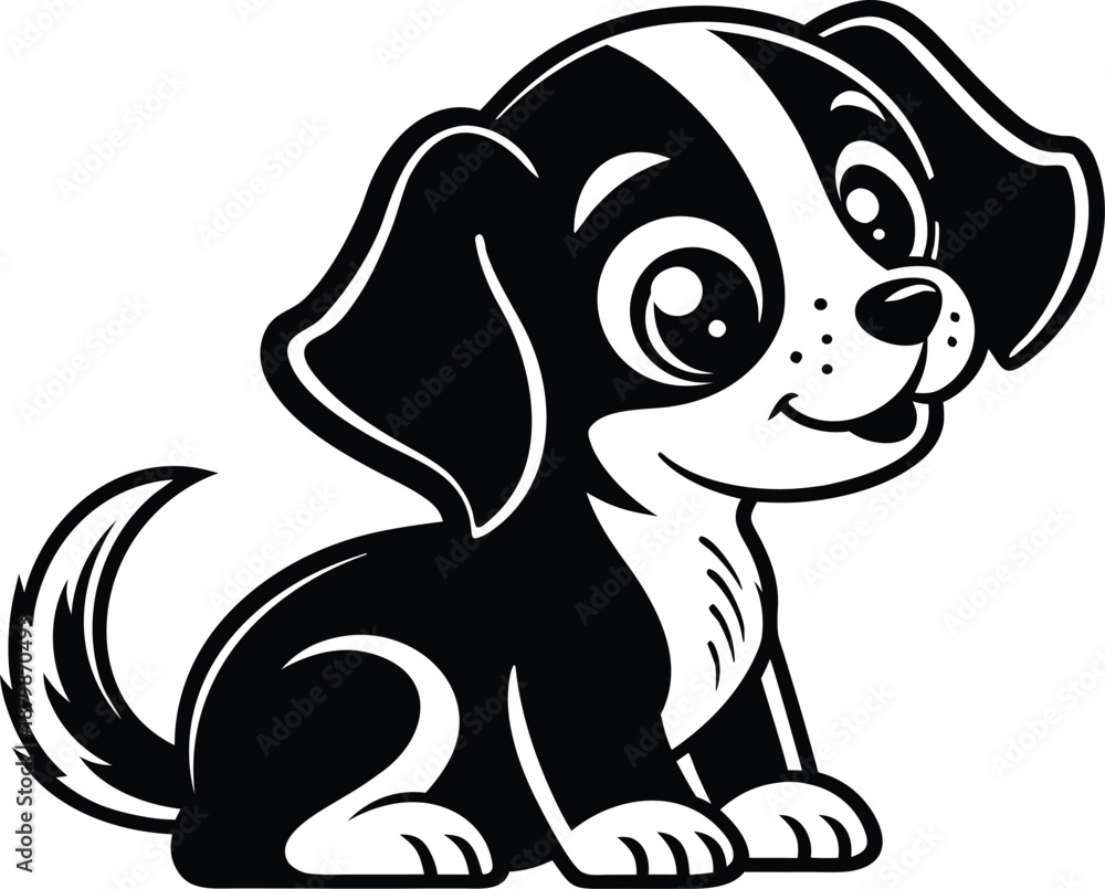 Obraz premium Adorable puppy with a wagging tail a charming and friendly canine companion