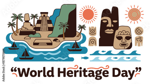 Vibrant World Heritage Day celebration with iconic landmarks