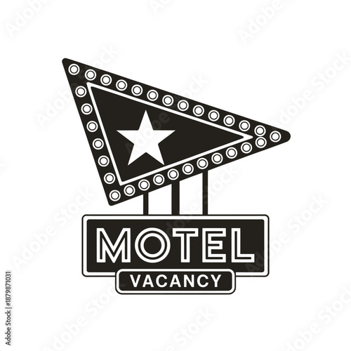 Vintage motel sign with a star and vacancy message retro aesthetic