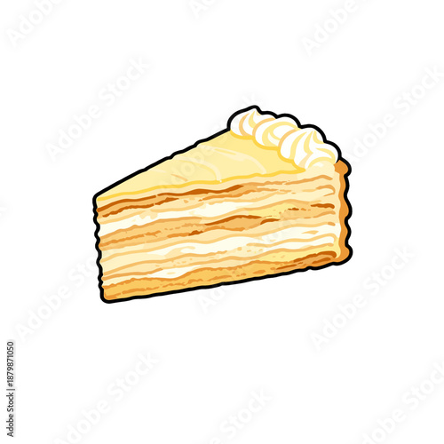[Vector EPS]A delicious slice of multi-layered cream cake with cream topping