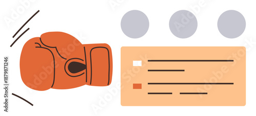 Sports analytics, physical training, competition strategies, goal tracking, sports data visualization, performance metrics. A boxing glove beside a data chart illustration. Sports analytics