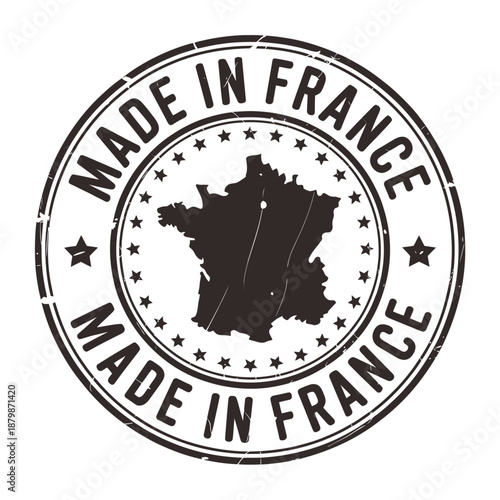 Made in france stamp with map and stars