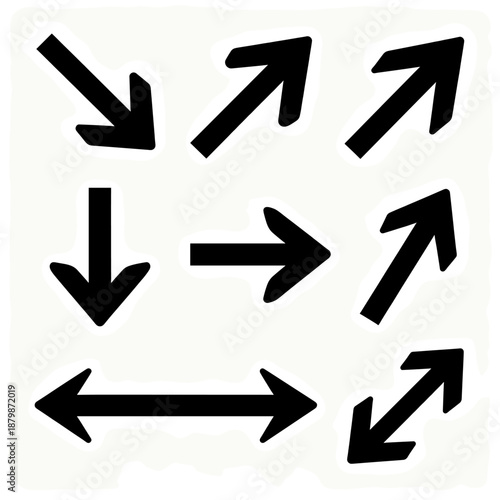 [Vector EPS]Collection of various black arrow icons for direction indication
