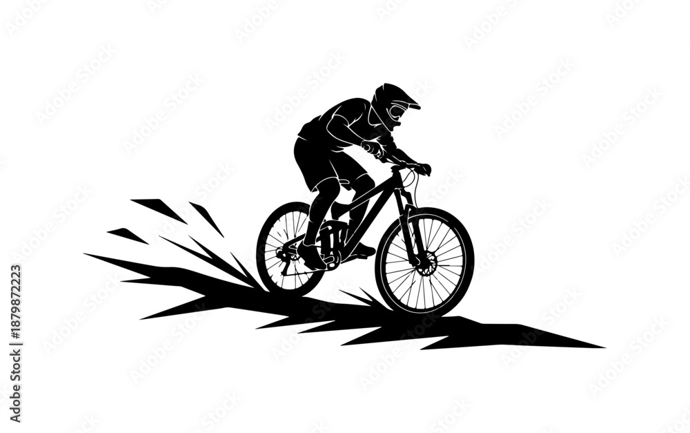 Fototapeta premium Mountain Biker Silhouette Action Shot