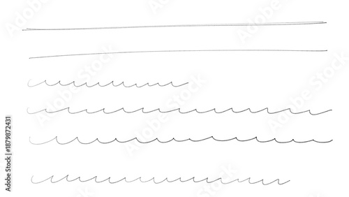 細いマーカーペンで書かれた、おしゃれでかわいい手書きの直線、下線の一式