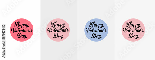 Four Round Valentine's Day Badges with Text in Different Colors round badges pink