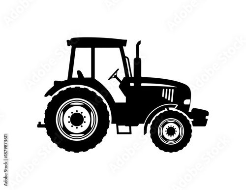 Black Silhouette Tractor Illustration