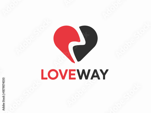 Red and black heart-shaped with the text Loveway underneath symbol