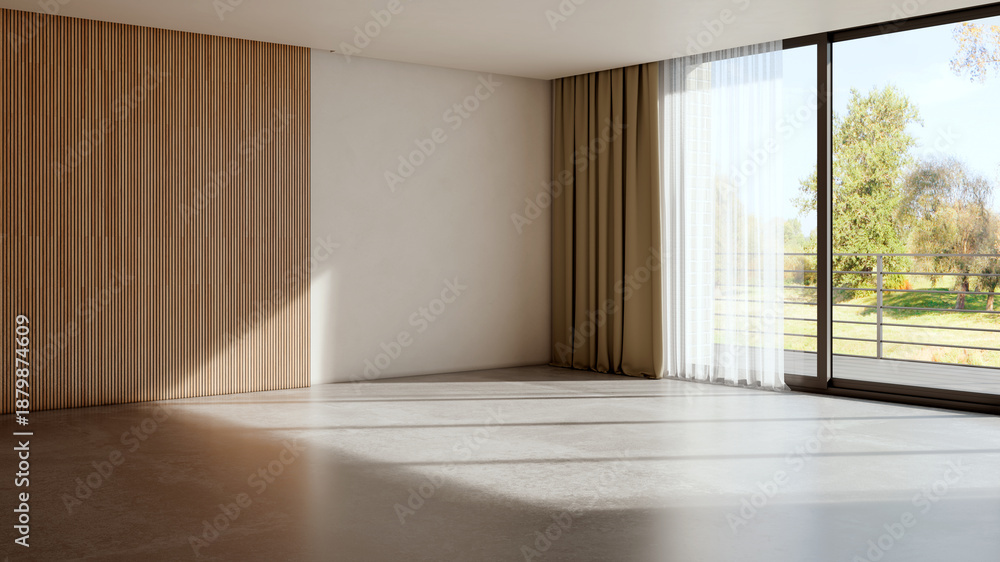 Fototapeta premium Large luxury modern bright interiors Living room mockup illustration 3D rendering image