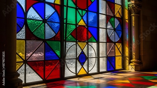 Stained glass window in cathedral