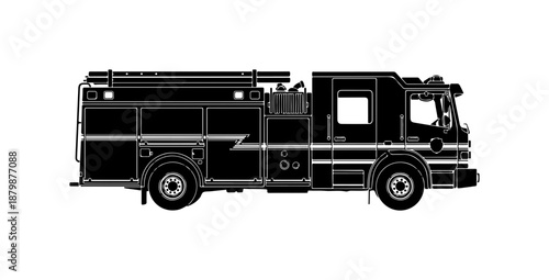 Fire Truck Silhouette Vector Illustration