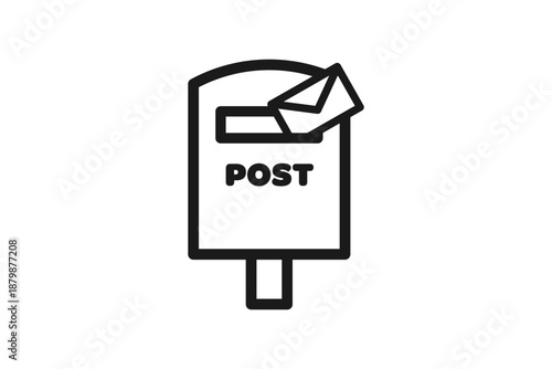 海外の郵便受けに届いた線画メールアイコン素材