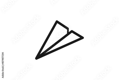 メッセージ送信を表す紙飛行機の線画アイコン素材