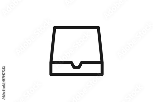 受信トレイを表すトレイの線画アイコン素材