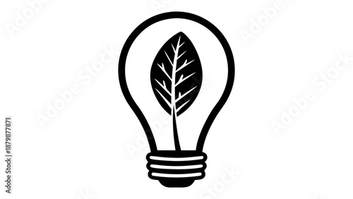 Illustration of a light bulb with a leaf inside symbolizing eco-friendly innovation and sustainability concepts from a straightforward viewpoint