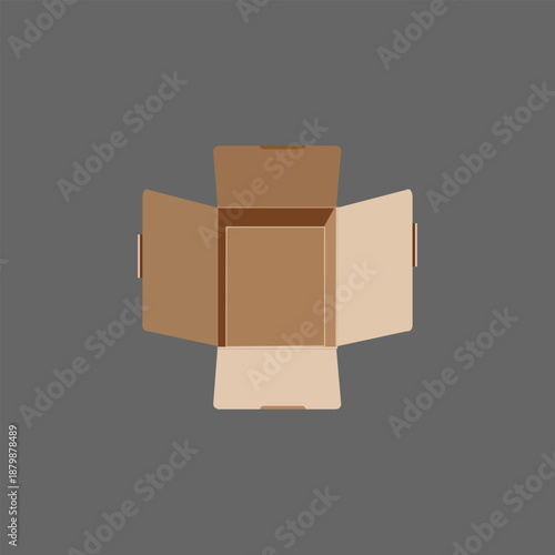 Open pack box for phone . Empty cardboard container template. 3d top view illustration with transporented shadow isolated on white. Blank space inside pakage mockup. Closeup realistic vector object