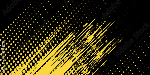 aDots halftone yellow and dark blue color pattern gradient grunge texture background. Dots pop art sport style vector illustration