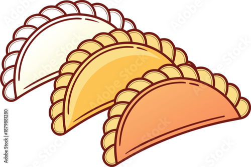 Empanadas Delicious Snack Illustration. Empanadas Traditional Latin Food Concept. Empanadas Savory Pastry Dish Design. Empanadas Baked and Fried Snack Illustration. Empanadas Gourmet Food Illustration