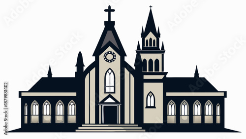 Gothic style church with twin towers Vector