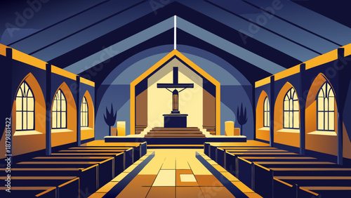 Interior of a serene church Vector
