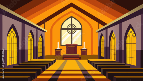 Serene church interior Vector