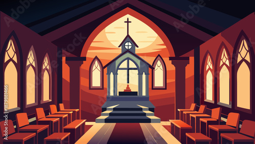Interior of a gothic church Vector