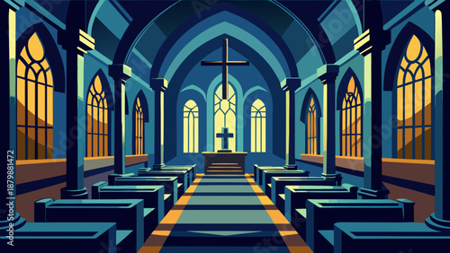 Serene church interior Vector