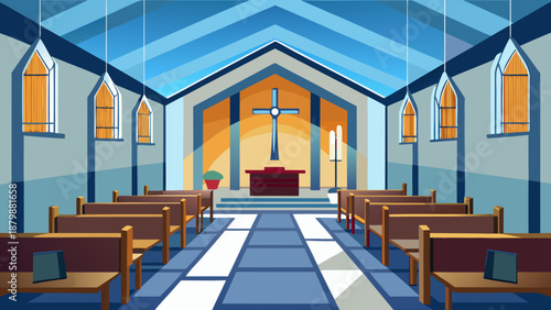 Interior of a serene church Vector