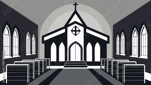 Interior of a gothic church Vector