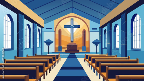 Interior of a serene church Vector