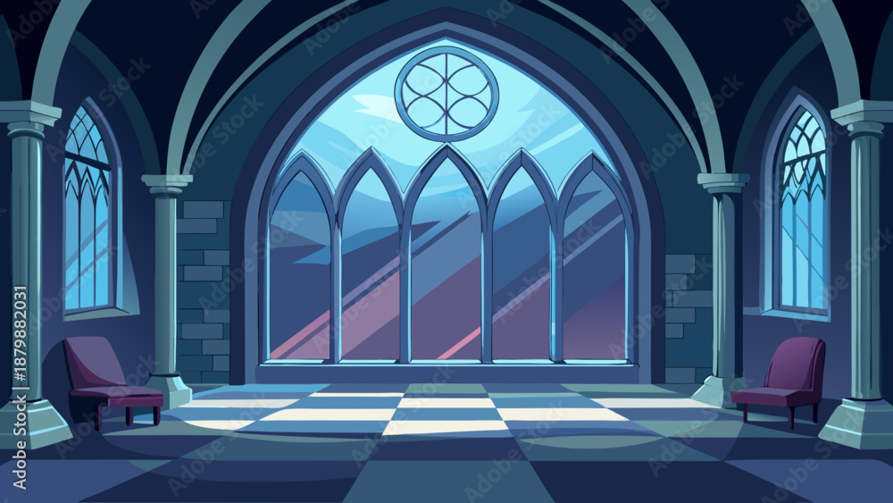Fototapeta premium Gothic cathedral interior Vector