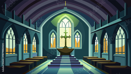 Serene gothic cathedral interior Vector