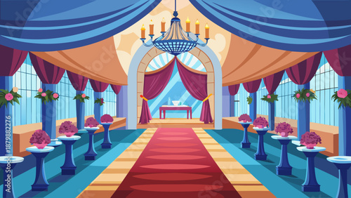 Elegant wedding ceremony setup Vector