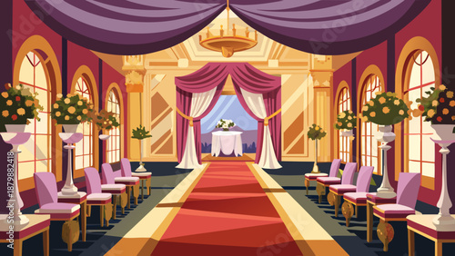 Elegant wedding ceremony hall Vector