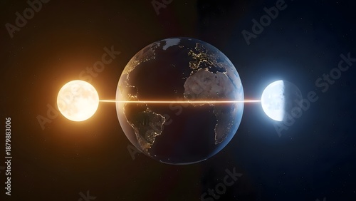 Cosmic Dance Earth, Sun, and Moon Align in a Celestial Spectacle
