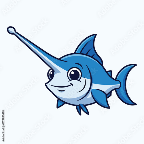 Smiling Blue Marlin Cartoon