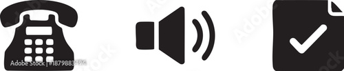 Call Center Icons Set Phone Volume Checklist