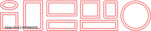 Festive red and white candy cane border frames collection for holiday designs