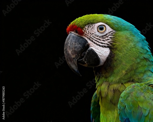 Macaw profile on dark background