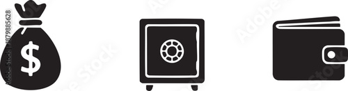 Finance and Security Icons Set Money Safe