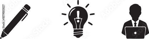 Creative Business Icons Set Idea Manager