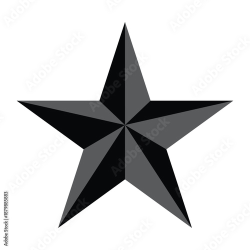3D beveled nautical star icon with grey and black facets.