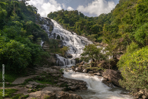Photography View of the amazing Mae Ya Waterfall in slow shutter photography at Doi Intanon, Chiang Mai, Thailand