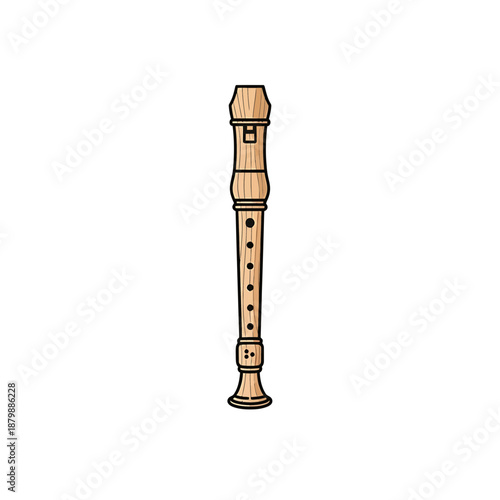 Vector illustration of a recorder instrument viewed from the front on a white background via whisk_fqrzrw