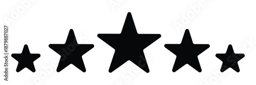 Five Star Rating Solid Icon Set - Graduated Symmetrical Stars for Customer Review and Feedback. 